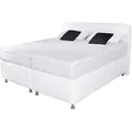 Produktbild: Boxspringbett, weiß, B:210cm L:212cm, Bezug Kaltschaum-Topper: mit Klimafaser versteppt, 100% Polyester;Bezug untere Box und Kopfteil: wahlweise hochwertiger Microvelour (100% Polyester), feiner Strukturstoff (100% Polyester) oder Kunstleder;Bezug Obermatratze: 100% Polyester, Bezug abnehm- und waschbar bis 60C, WESTFALIA SCHLAFKOMFORT, Komplettbetten, Boxspringbett, inkl. Kaltschaum-Topper