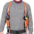 Produktbild: Leder Schulterholster, Vertikal Doppel Pistolenholster mit Verstellbare Schultergurt, Verdeckte Waffenholster für Jagd, Militärspiele, Paintball, Training oder Karneval Cosplay