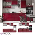 Produktbild: Küchenzeile Küchenblock Einbauküche 280cm Fame-Line Bordeaux Hochglanz Vicco