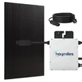 Produktbild: SUNNIVA® 500W Balkonkraftwerk BIFAZIAL FULLBLACK komplett Steckdose HOYMILES 400 Watt Wechselrichter, PV Solaranlage Komplettset, 1x 500W N-Type Glas-Glas Bifacial Solarmodule, 5m Kabel