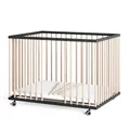 Produktbild: Sämann Laufstall Baby mit 3 Schlupfsprossen | TÜV geprüft | stufenlos höhenverstellbar | Laufgitter Premium | Babybett aus Holz | Krabbelgitter (schwarz/natur, 75x100 cm)