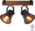 Produktbild: BRILLIANT Deckenstrahler Plow | industrielle vintage Deckenleuchte |  Metall/Holz |  Schwarz/stahl | 2x E27 max. 10 W