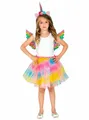 Produktbild: Einhorn Set - Karneval Faschingskostüm Kinder - Regenbogenbuntes Set aus Rock,