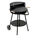 Produktbild: GRILLCHEF Holzkohlegrillwagen Corso | Emaillierte Feuerschale & höhenverstellbarer verchromter Grillrost (ø 48,5 cm) | Mit Rollen für einfachen Transport | inkl. Ablagetisch & Windschutz [Grau]