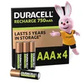 Produktbild: Duracell Akku AAA, wiederaufladbare Batterien AAA, 4 Stück, 1000 Aufladungen, langanhaltende Power, vorgeladen