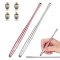 Produktbild: AULEEP Eingabestift Stylus Touchstift for Touch Screen 2 Pack with 4 Nanofiber Tips Stylus für Handy, Tablets, iPads, Kindles (2 Pack - Silber und roségold)