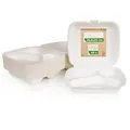 Produktbild: Love Nature Ökologische Menübox 3 Geteilt 50 Stück - Einweggeschirr Zuckerrohr - Menübox Einweg - Take Away Verpackung - To Go Verpackungen Essen