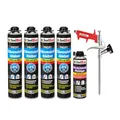 Produktbild: Isolbau B2 Dämmstoffkleber SET - 4 x 750 ml Perimeterkleber, 1 x PU-Schaum-Reiniger & 1x Schaumpistole für EPS & XPS-Platten - 1K PU-Klebeschaum für Dämmung und Isolieren
