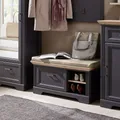 Produktbild: Bank Jasmin Schuhschrank Flurmöbel mit Kissen graphit und Artisan Eiche 93x49 cm