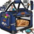 Produktbild: LOVPET® Transportbox Hund Katze Transporttasche S 50x34x36cm | Hunde-Tragetasche Faltbare Katzentasche | Haustier-Transportbox inkl. Hundenapf & Schultergurt | für Katzen & Hunde Navyblau