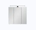 Produktbild: Pelipal Badezimmer-Spiegelschrank Quickset 374 in Eiche Ribbeck quer Nachbildung mit LED-Beleuchtung, 60 cm breit | Badschrank mit Spiegel, 3 Türen und 6 Einlegeböden