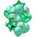 Produktbild: 14 Deko Ballons Konfetti Folien Luftballons + Motiv Geburtstag Hochzeit JGA Grün