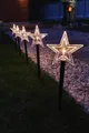 Produktbild: F-H-S International 5x Gartenstecker Stern 23cm warmweiß 6/18h Timer 1,6m Leuchtstäbe