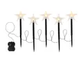 Produktbild: FHS Gartenstecker (Set, 5-St., 5-teilig) Sterne 23cm warmweiß mit 6/18h Timer Batterie 1,6m