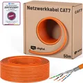 Produktbild: Cat7 Verlegekabel ❗️GHMT Zertifiziert❗️ Netzwerkkabel LAN S/FTP Daten Orange 50m