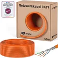 Produktbild: HB-DIGITAL CAT 7 Netzwerkkabel 50 m – S/FTP Verlegekabel – 10 Gbit/s – Orange