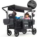 Produktbild: Bollerwagen für Kinder zum Sitzen, Bollerwagen Faltbar Kinderwagen für 2 Kinder, mit 2 integrierten 5-Punkt-Gurtsystem, Schwarz - Sekey