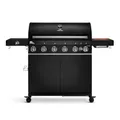 Produktbild: BURNHARD® 6-Brenner Gasgrill Fat FRED Deluxe inkl. Backburner, 900°C Infrarot-Keramikbrennern, Seitenkochfeld, Edelstahl-Grillrost, Grillabdeckung, Grillwagen, klappbare Seitentische, Schwarz