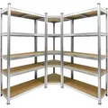Produktbild: Regalsystem 3er Set, 2 Lagerregale 180x90x40 Cm Mit Eckregal 180x70x40 Cm, Verzinkt Metallregale 15 Böden Aus Mdf Holz, Belastbar Bis 750kg/regal, Schwerlastregal Steckregal Kellerregal - Ecd Germany