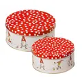 Produktbild: CasaJame 2er Set Metall Keksdosen Plätzchendose Wichtel rote Punkte V39