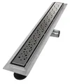 Produktbild: VILSTEIN Duschrinne 80cm, Edelstahl Bodenablauf Komplettset, extra flach, Siphon mit Geruchsstop, Haarsieb - Kreise