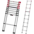 Produktbild: Hailo T80 FlexLine Alu-Sicherheits-Teleskopleiter - ausziehbare Anlegeleiter mit 9 Sprossen - Arbeitshöhe bis 340 cm - Gewicht 8,1 kg - Silber - Silber