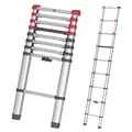 Produktbild: Hailo T80 FlexLine Alu-Sicherheits-Teleskopleiter - ausziehbare Anlegeleiter mit 9 Sprossen - Arbeitshöhe bis 340 cm - Gewicht 8,1 kg - Silber