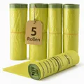 Produktbild: 5 Rollen Gelber Sack, Gelbe Säcke mit praktischem Zugband, 90 Liter, 15µ - Wertstoffsack 65 Säcke perforiert auf 5 Rollen