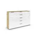 Produktbild: Rauch Möbel Flipp, Kommode, Farbe Glas Weiß/Eiche Artisan, Breite 160 cm