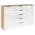 Produktbild: Rauch FLIPP Sideboard Kommode 2 Türen 5 Schubladen Artisan Eiche Dekor Weiß