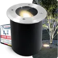 Produktbild: SSC-LUXon JUAVI Bodeneinbaustrahler aussen schwenkbar IP67 - mit LED GU10 6W warmweiß 230V - Bodenspot befahrbar rund rostfrei - Silber