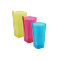 Produktbild: HAC24 3X Mehrweg-Kunststoffbecher 460 ml Strohhalm Trinkbecher Plastikbecher Becher