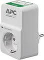 Produktbild: APC Surge Protector - PM1WU2-GR - Steckdosenadapter mit Überspannungsschutz (1 Stecker Schuko, 2 USB-Ladeausgänge, weiß)