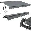 Produktbild: Juskys Markise 250 x 200 cm - Beschattung Terrasse & Balkon - Gelenkarmmarkise mit Kurbel & Halterung - Sonnenschutz Balkonmarkise Gelenkmarkise Grau - Grau/Schwarz