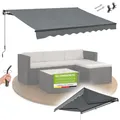 Produktbild: Juskys® Gelenkarmmarkise 250 x 200 cm, UV40+ & wasserabweisend, mit Kurbel & Wandhalterung Länge + Winkel einstellbar, Markise für Terrasse & Balkon, Sonnenschutz Balkonmarkise Gelenkmarkise, Grau