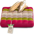Produktbild: livasia Sitzkissen klein - 35x35x6cm - Bodenkissen Indoor/Outdoor, Meditationskissen Yogakissen, Stuhlauflage Palettenmöbel, Steppkissen Auflage Stuhl Bank handgefertigt (Rot/Grün)