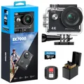 Produktbild: AKASO EK7000 Action Cam 4K30FPS mit 64GB microSDXC Speicherkarte Unterwasserkamera 170°Ultra Weitwinkel Full HD Sportcamera mit 2 Zoll LCD Bildschirm 2.4G Fernbedienung