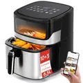 Produktbild: Aigostar XXL Heißluftfritteuse 6,5L mit Sichtfenster, 1600W Airfryer, Touchscreen, 12 Programme + intelligentes Vorheizen, Kompakt Fritteuse ohne Öl, Antihaftbeschichtet, Schwarz​