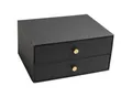 Produktbild: Exacompta OfficeByMe Schubladenbox A4+ Schwarz, 2 Schubladen mit Goldknopf, FSC-Karton, stapelbar, plastikfrei