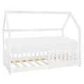 Produktbild: Kinderbett+Matratze Hausbett Bettgestell Einzelbett Lattenrost Weiß 80x160 cm