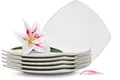 Produktbild: KONSIMO® Teller-Set CARLINA Dessertteller Geschirrset (6-tlg), 6 Personen, Porzellan, Handwäsche, quadratisch, Elegant