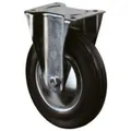 Produktbild: BS Rollen BS Transportrolle L410, Bockrolle, Rad-Ø 160 mm, Tragkr. 135 kg, Rollenlager, Lauffl. Gummi schwarz, Radk. Stahlfelge