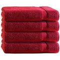 Produktbild: TRENDBUY24 Handtuch Set Handtücher Duschtücher Gästetücher Baumwolle Frottee Premium 4er Set, 100% Baumwolle (4-St), Duschtuch rot 70 cm x 140 cm