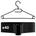 Produktbild: VonBueren 40x Kleiderbügel schwarz Plastik | mit 360° Drehhaken | platzsparend |