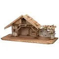Produktbild: kamelshopping Krippe Große Weihnachtskrippe, aus Holz und Gips gefertigt, mit Moos, Steinen und Stroh geschmückt, sehr detailreiche Krippe 70 cm