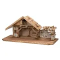 Produktbild: 70 cm Weihnachtskrippe Krippe mit Verzierung aus Holz und Gips OHNE Figuren groß