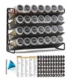 Produktbild: SpaceAid Gewürzregal-Organizer mit Gewürzgläsern, 386 Gewürzetiketten, Kreidemarker und Trichter-Set für Schrank, Arbeitsplatte, Speisekammer, 28 Gewürzgläsern, Schwarz, 13.4