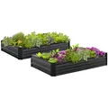 Produktbild: Idmarket - 2er-set Gemüsegartenquadrate Aus Metall Rechteckiges Gestell 80x115 Cm Anthrazitgrau