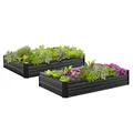 Produktbild: IDMarket - 2er-Set Gemüsegartenquadrate aus Metall rechteckiges Gestell 80x115 cm anthrazitgrau