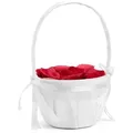 Produktbild: partydeco Dekokorb, Blumenmädchen Korb mit Henkel Hochzeit Satinstoff 15x26cm weiß weiß